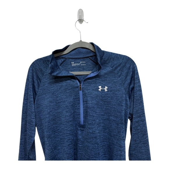 Under Armour Tech Textured Half Zip long-sleeve t-shirt in blue size medium - Picture 2 of 6